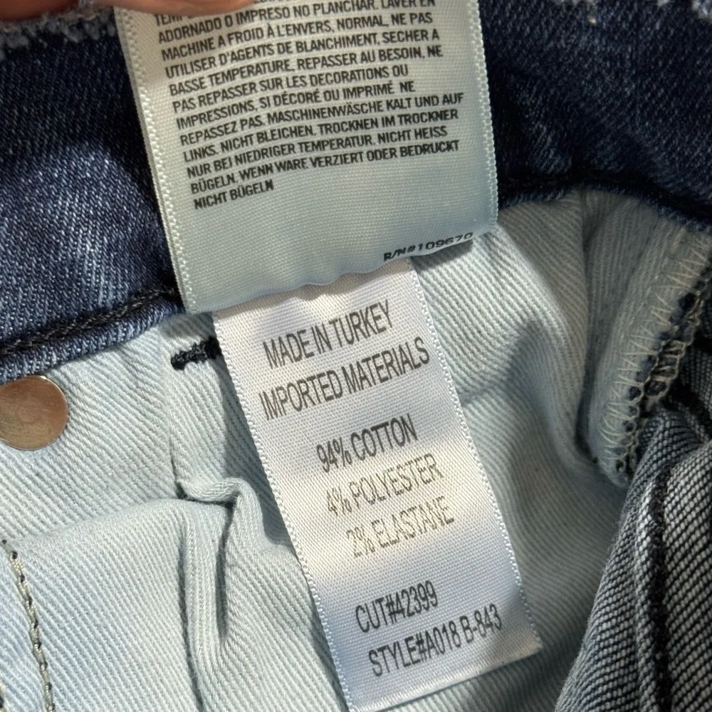 Agolde Sophie Zip Fly High Rise Distressed Frayed Hem Denim Skinny Ankle Jeans